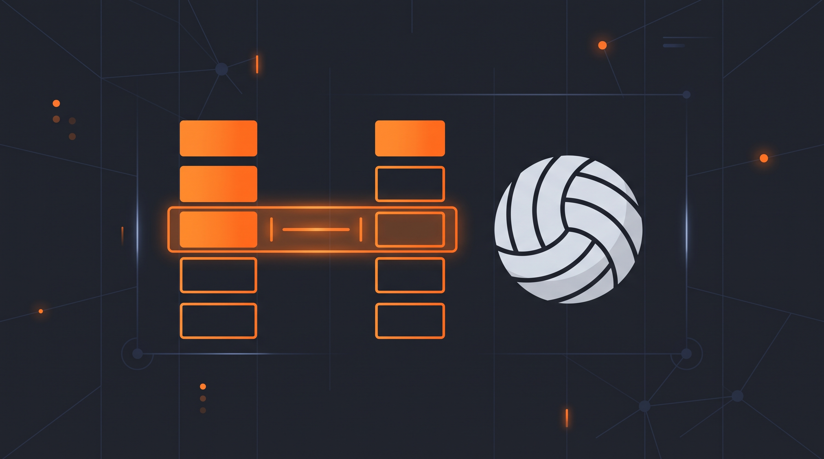 Illustration of a live volleyball scoreboard showing set-by-set scores and player stats