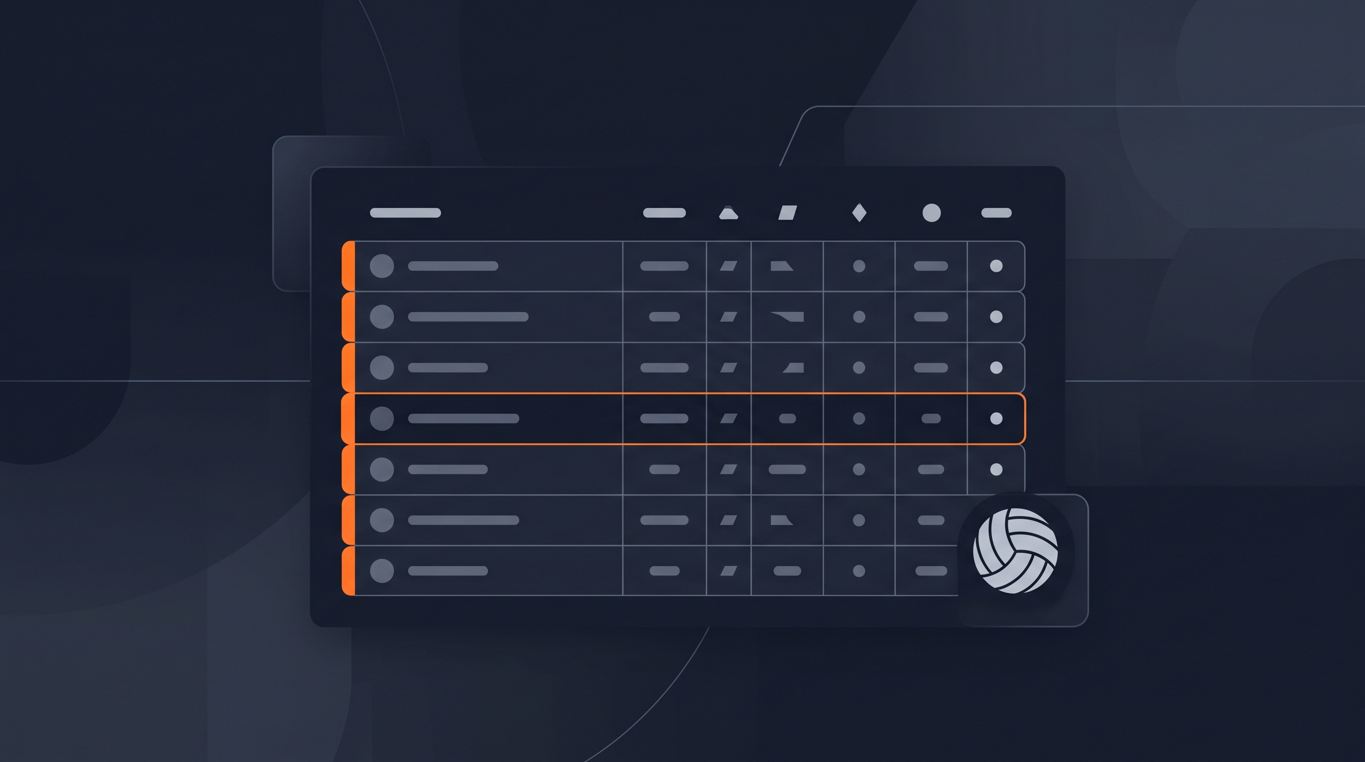 Illustration of a volleyball standings table with colored qualification zones